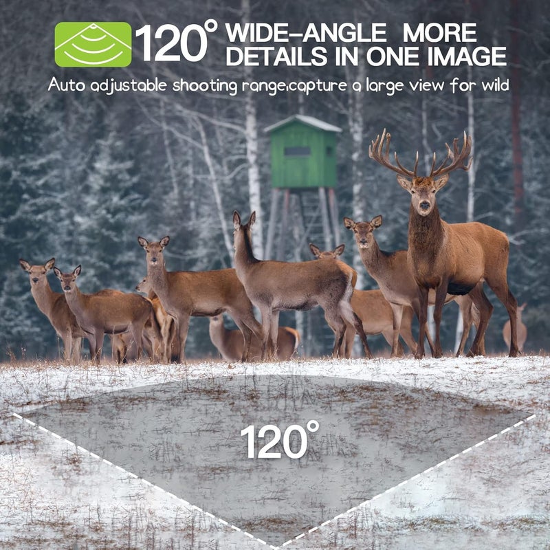 Punvoe Trail Camera 2 Pack 36 MP 2.7K Game Camera 32GB Memory Card 4 Batteries Time 2.0" LCD Screen, Trail Cameras with 120°Wide Night Vision IP66 Waterproof for Monitoring Wildlife Trail Cam - Image 4